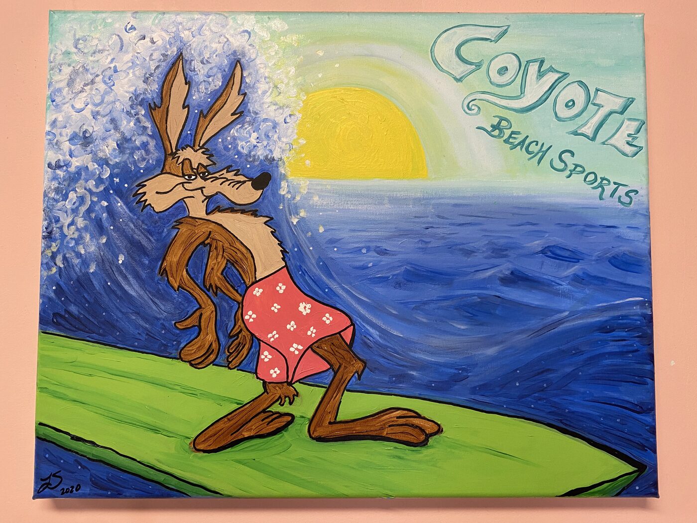 Coyote surfer artwork